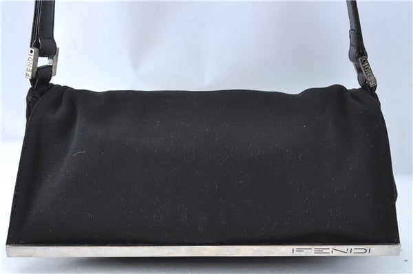 Authentic FENDI Shoulder Hand Bag Purse Jersey Black J2188