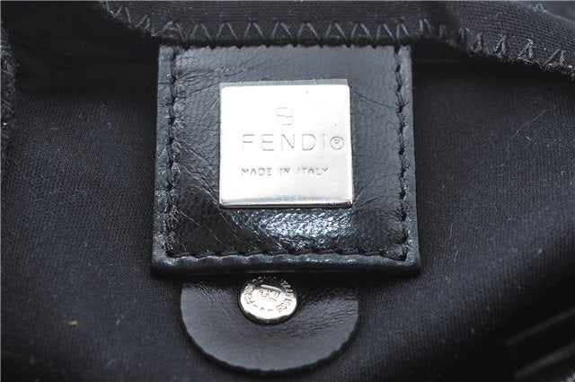 Authentic FENDI Shoulder Hand Bag Purse Jersey Black J2188