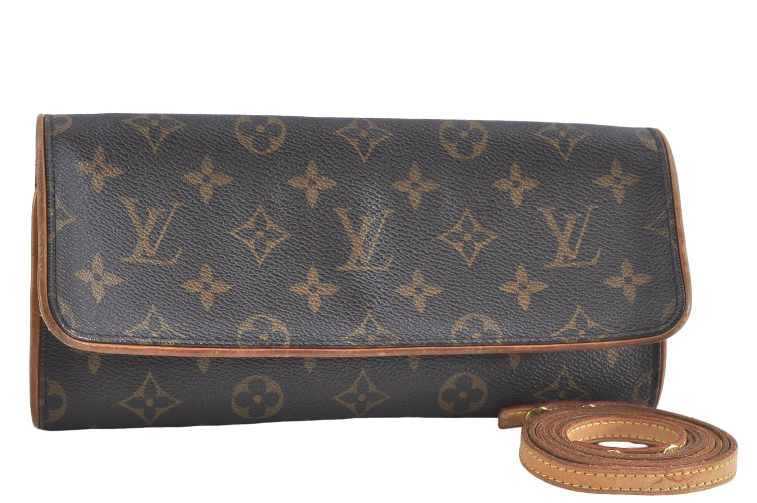 Authentic Louis Vuitton Monogram Pochette Twin GM Shoulder Bag M51852 LV J2191