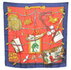 Authentic HERMES Carre 90 Scarf "Memoire d’Hermes" Silk Navy Blue J2193