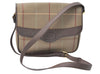 Authentic Burberrys Check Shoulder Cross Body Bag Canvas Leather Brown J2199