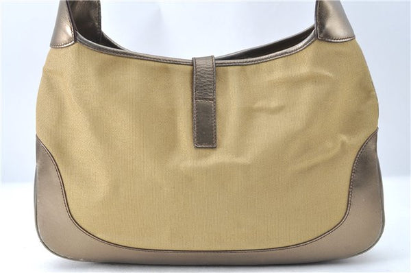 Auth GUCCI Sherry Line Jackie Shoulder Bag Canvas Leather 00013306 Gold J2200