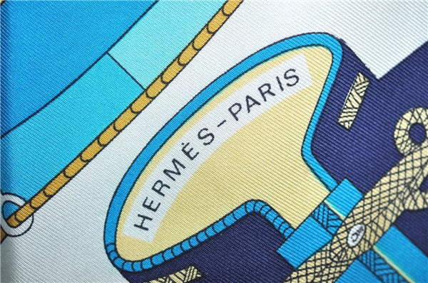 Authentic HERMES Carre 90 Scarf "Circus" Silk Navy Blue J2211