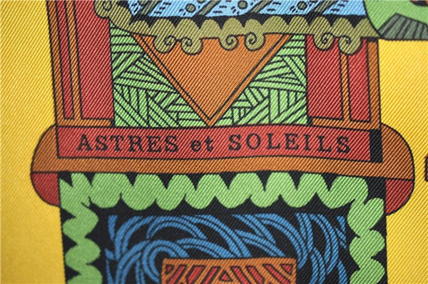 Authentic HERMES Carre 90 Scarf "ASTRES et SOLEILS" Silk Orange Brown J2215