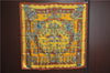 Authentic HERMES Carre 90 Scarf "ASTRES et SOLEILS" Silk Orange Brown J2215