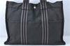 Authentic HERMES Fourre Tout MM Hand Tote Bag Canvas Cotton Black Gray J2222