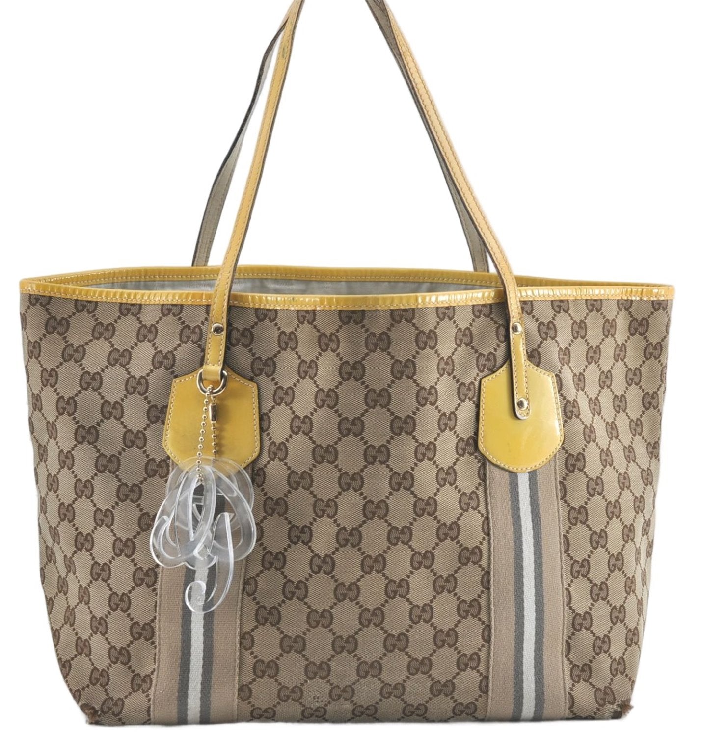 Authentic GUCCI Jolie Shoulder Tote Bag GG Canvas Enamel 211970 Brown J2231