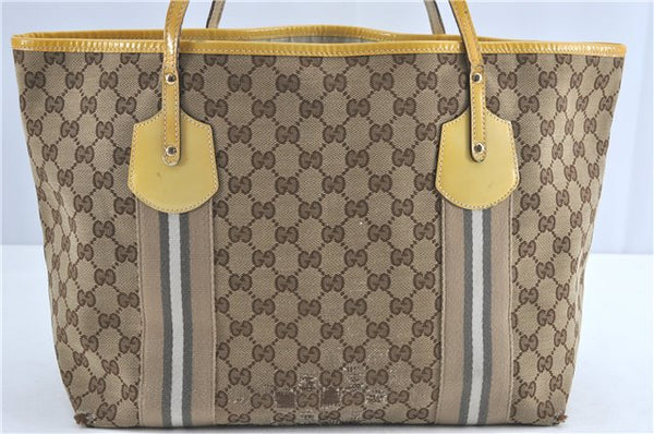 Authentic GUCCI Jolie Shoulder Tote Bag GG Canvas Enamel 211970 Brown J2231