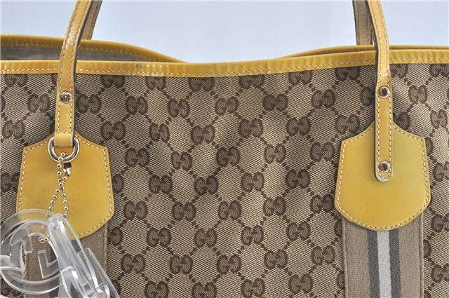 Authentic GUCCI Jolie Shoulder Tote Bag GG Canvas Enamel 211970 Brown J2231