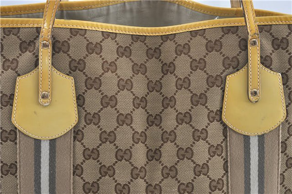 Authentic GUCCI Jolie Shoulder Tote Bag GG Canvas Enamel 211970 Brown J2231