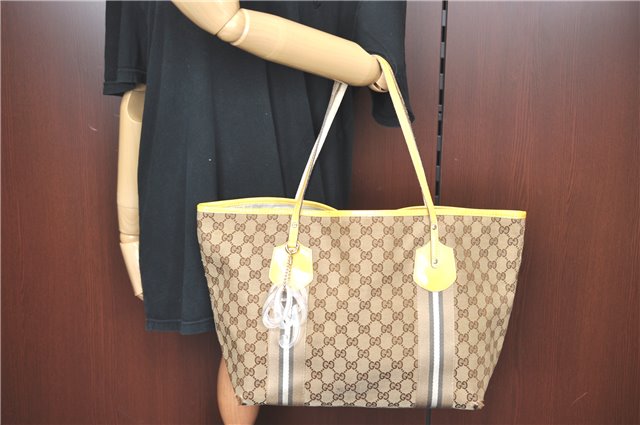 Authentic GUCCI Jolie Shoulder Tote Bag GG Canvas Enamel 211970 Brown J2231