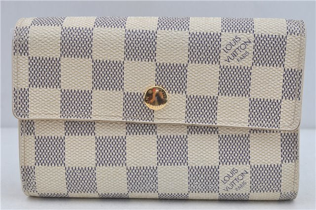 Authentic Louis Vuitton Damier Azur Portefeuille Alexandra N63068 Wallet J2235