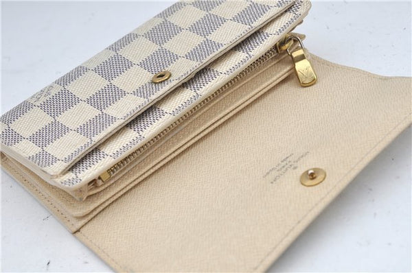 Authentic Louis Vuitton Damier Azur Portefeuille Alexandra N63068 Wallet J2235