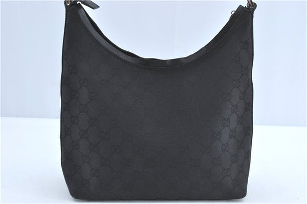 Authentic GUCCI Shoulder Hand Bag GG Canvas Leather 0000602 Black J2237