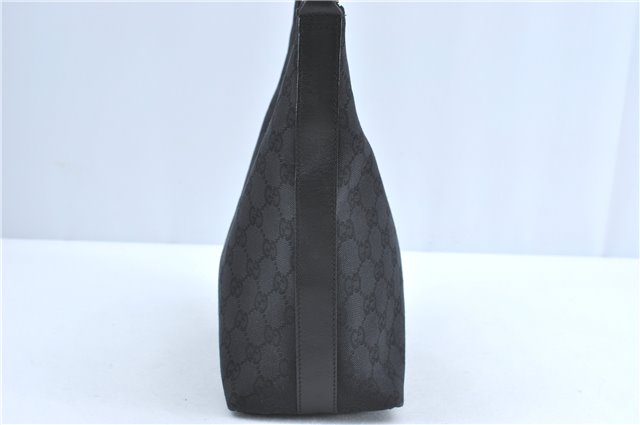 Authentic GUCCI Shoulder Hand Bag GG Canvas Leather 0000602 Black J2237