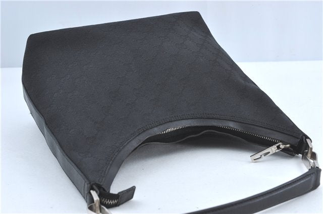 Authentic GUCCI Shoulder Hand Bag GG Canvas Leather 0000602 Black J2237
