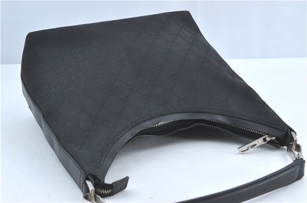 Authentic GUCCI Shoulder Hand Bag GG Canvas Leather 0000602 Black J2237