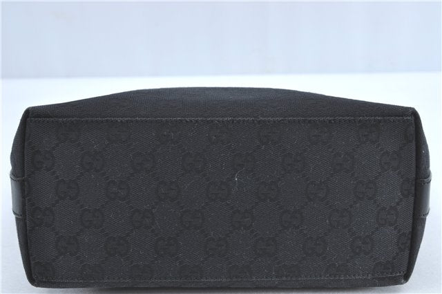 Authentic GUCCI Shoulder Hand Bag GG Canvas Leather 0000602 Black J2237