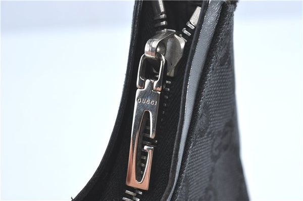 Authentic GUCCI Shoulder Hand Bag GG Canvas Leather 0000602 Black J2237