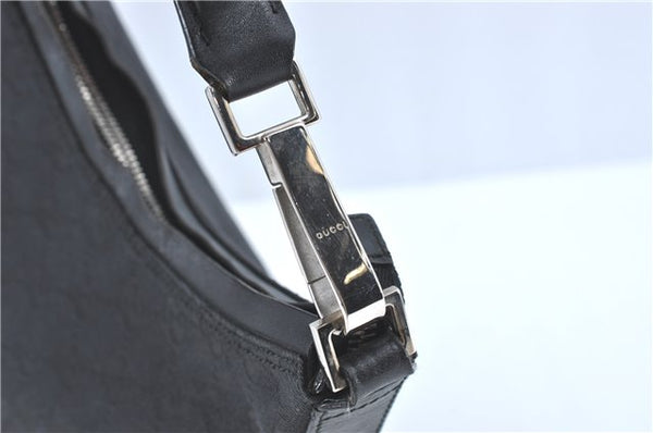 Authentic GUCCI Shoulder Hand Bag GG Canvas Leather 0000602 Black J2237