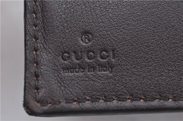 Authentic GUCCI Guccissima Leather Bifold Wallet Purse 146223 Dark Brown J2247