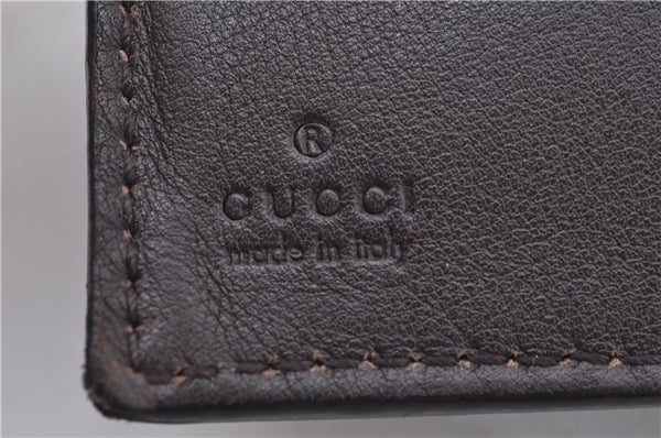 Authentic GUCCI Guccissima Leather Bifold Wallet Purse 146223 Dark Brown J2247