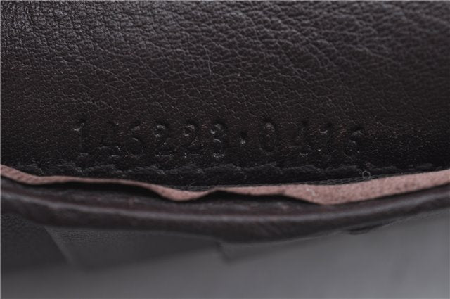 Authentic GUCCI Guccissima Leather Bifold Wallet Purse 146223 Dark Brown J2247