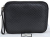 Authentic GUCCI Micro GG Guccissima Leather Clutch Hand Bag Purse Black J2252