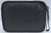 Authentic GUCCI Micro GG Guccissima Leather Clutch Hand Bag Purse Black J2252