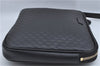 Authentic GUCCI Micro GG Guccissima Leather Clutch Hand Bag Purse Black J2252
