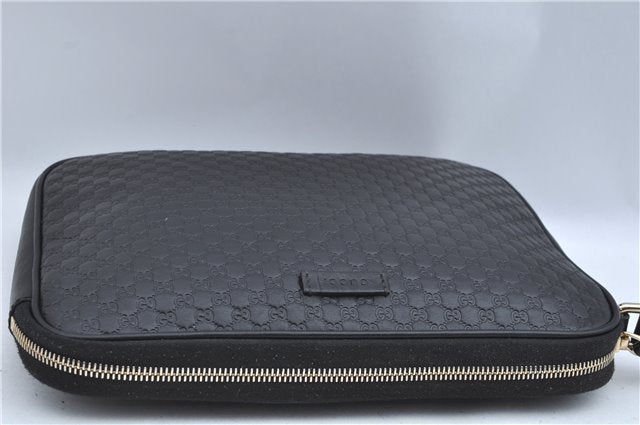 Authentic GUCCI Micro GG Guccissima Leather Clutch Hand Bag Purse Black J2252