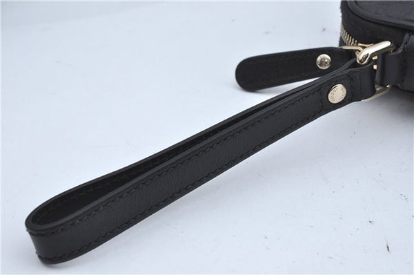 Authentic GUCCI Micro GG Guccissima Leather Clutch Hand Bag Purse Black J2252