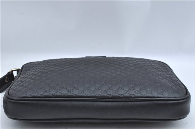 Authentic GUCCI Micro GG Guccissima Leather Clutch Hand Bag Purse Black J2252