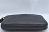 Authentic GUCCI Micro GG Guccissima Leather Clutch Hand Bag Purse Black J2252