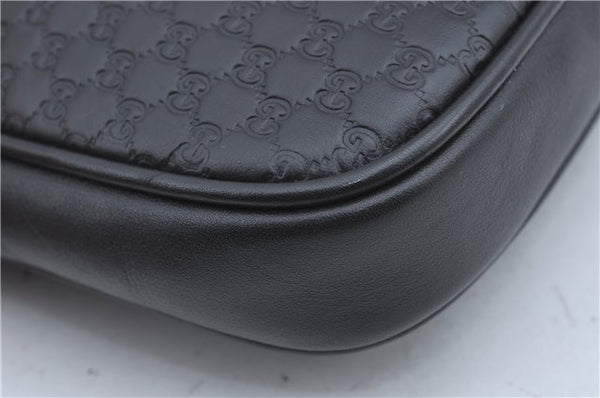 Authentic GUCCI Micro GG Guccissima Leather Clutch Hand Bag Purse Black J2252