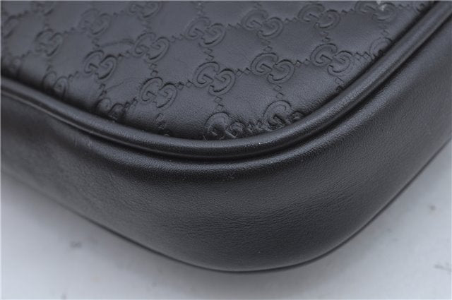 Authentic GUCCI Micro GG Guccissima Leather Clutch Hand Bag Purse Black J2252