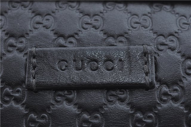 Authentic GUCCI Micro GG Guccissima Leather Clutch Hand Bag Purse Black J2252
