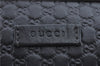 Authentic GUCCI Micro GG Guccissima Leather Clutch Hand Bag Purse Black J2252