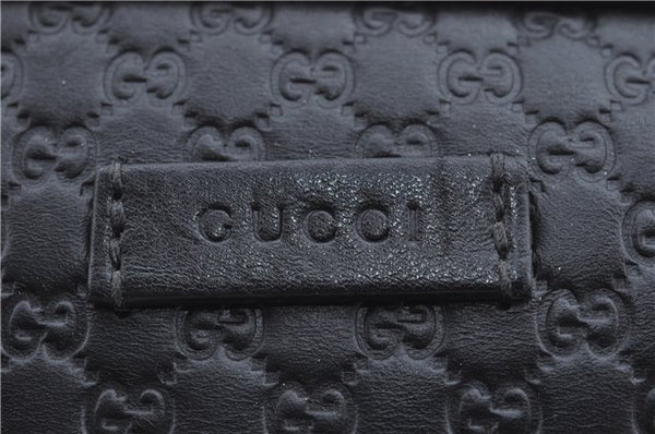 Authentic GUCCI Micro GG Guccissima Leather Clutch Hand Bag Purse Black J2252