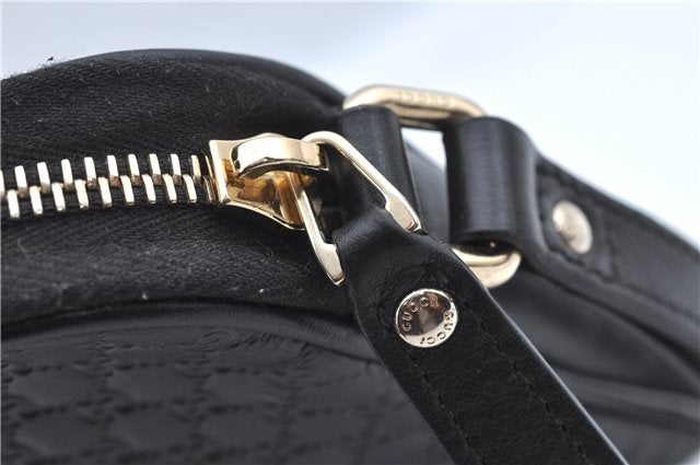 Authentic GUCCI Micro GG Guccissima Leather Clutch Hand Bag Purse Black J2252