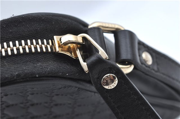 Authentic GUCCI Micro GG Guccissima Leather Clutch Hand Bag Purse Black J2252