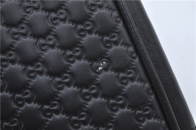 Authentic GUCCI Micro GG Guccissima Leather Clutch Hand Bag Purse Black J2252
