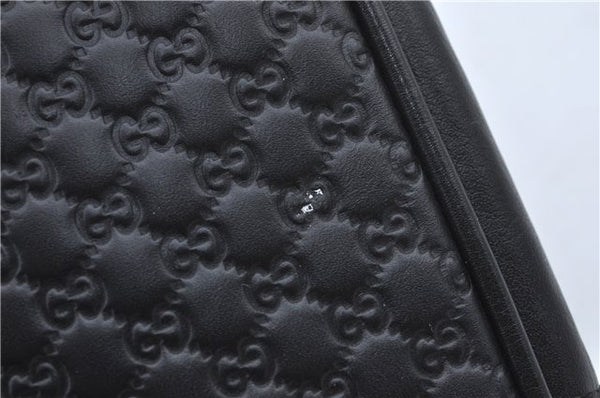 Authentic GUCCI Micro GG Guccissima Leather Clutch Hand Bag Purse Black J2252