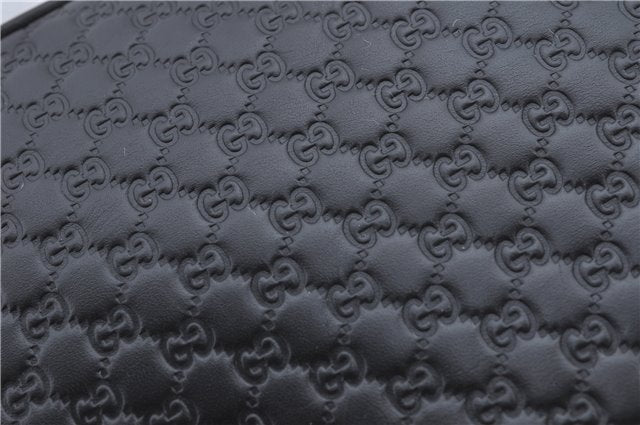 Authentic GUCCI Micro GG Guccissima Leather Clutch Hand Bag Purse Black J2252