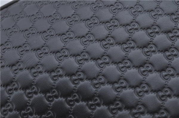 Authentic GUCCI Micro GG Guccissima Leather Clutch Hand Bag Purse Black J2252