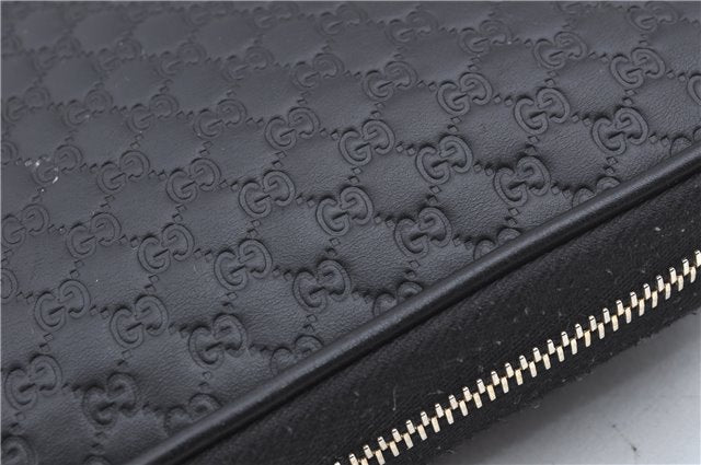 Authentic GUCCI Micro GG Guccissima Leather Clutch Hand Bag Purse Black J2252