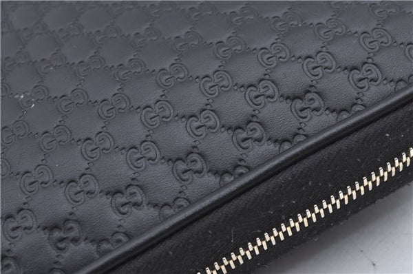 Authentic GUCCI Micro GG Guccissima Leather Clutch Hand Bag Purse Black J2252