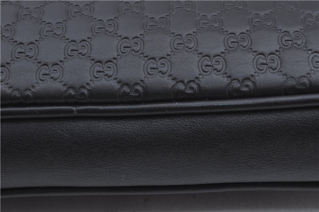 Authentic GUCCI Micro GG Guccissima Leather Clutch Hand Bag Purse Black J2252
