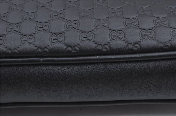 Authentic GUCCI Micro GG Guccissima Leather Clutch Hand Bag Purse Black J2252