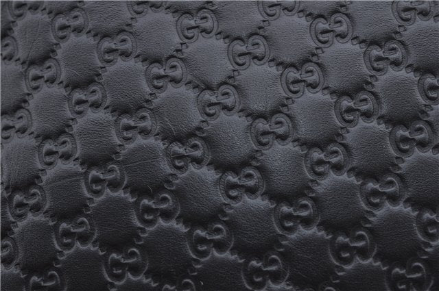 Authentic GUCCI Micro GG Guccissima Leather Clutch Hand Bag Purse Black J2252